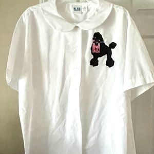 🎃🎃Button up shirt with appliquéd poodle in XL.